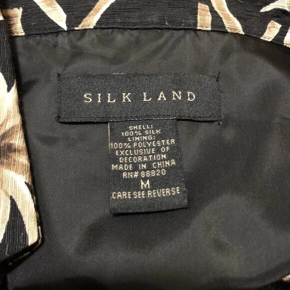 VTG Silkland Medium Black Gold‎ Sequin Pineapples Silk Jacket Blazer Vintage - Picture 3 of 6